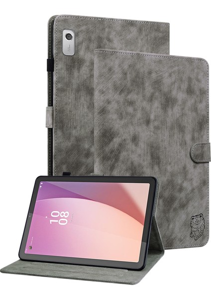Lenovo Için Pu Deri Kılıf M9 Sevimli Kaplan Desen Tablet Stand / Kart Tutucu ile Koruyucu Kovan (Yurt Dışından)