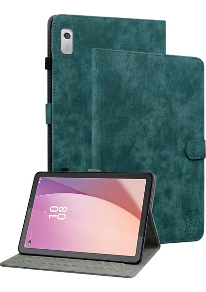 Lenovo Için Pu Deri Kılıf M9 Sevimli Kaplan Desen Tablet Stand / Kart Tutucu ile Koruyucu Kovan (Yurt Dışından)