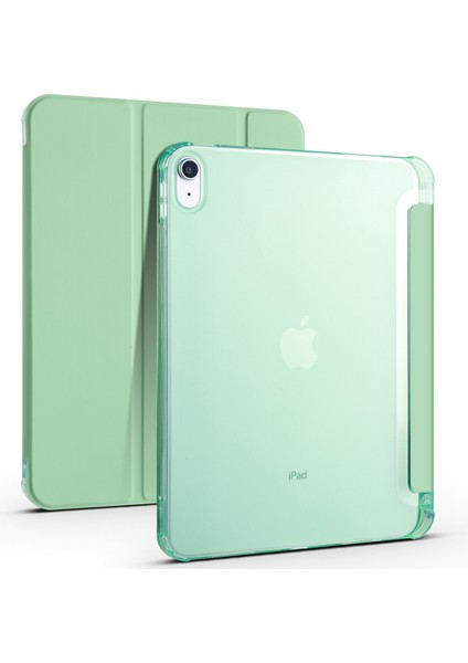 Apple Pad 10.9 (2022) Trı Kat Stand Pu Deri Kapağı Pen Yuvası ile Şeffaf Tpu Tablet Kılıfı (Yurt Dışından)