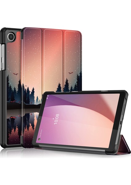 Xfashion Lenovo Desen Baskı Tablet Kılıfı M8 Gen 4 TB-300FU Üçlü Stand Tablet Pu Deri Kapak (Yurt Dışından)