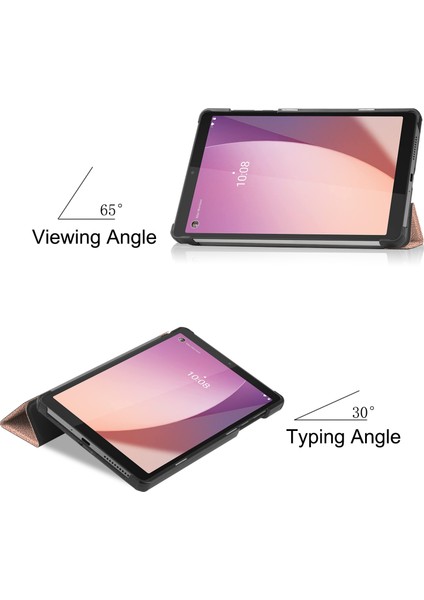 Xfashion Lenovo Tab M8 Gen 4, Üç Katlı Stand Koruyucu Tablet Kapağı Için Pu Deri Tablet Kılıfı (Yurt Dışından)