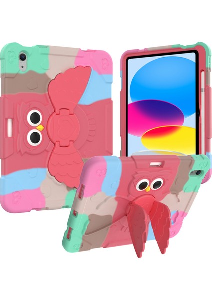 iPad 10.9 (2022) Degrade Silikon Dönen Pc Standı Kaymaz Degrade Tablet Kılıfı (Yurt Dışından)