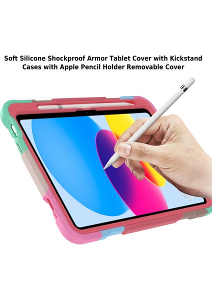 iPad 10.9 (2022) Degrade Silikon Dönen Pc Standı Kaymaz Degrade Tablet Kılıfı (Yurt Dışından)