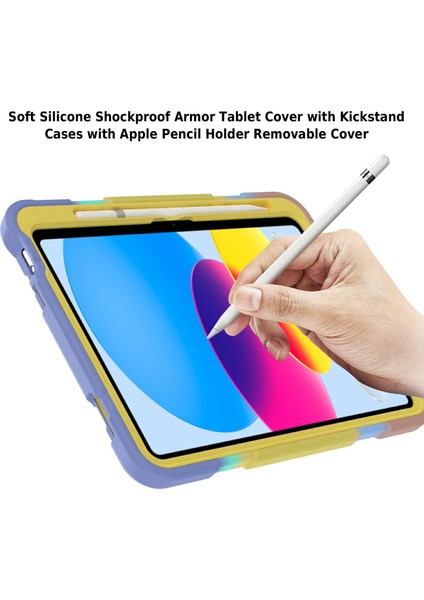 iPad 10.9 (2022) Degrade Silikon Dönen Pc Standı Kaymaz Degrade Tablet Kılıfı (Yurt Dışından)