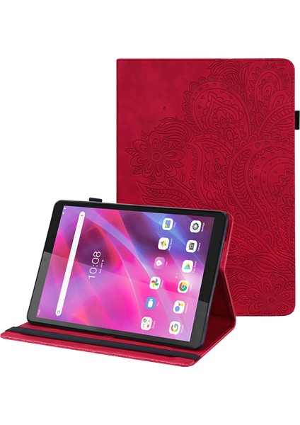 Lenovo Sekmesi M8 Gen 4 Çiçek Baskı Tablet Koruyucu Kabuk Pu Deri Deri Anti Dalgalı Stand Kart Kart Yuvaları (Yurt Dışından)