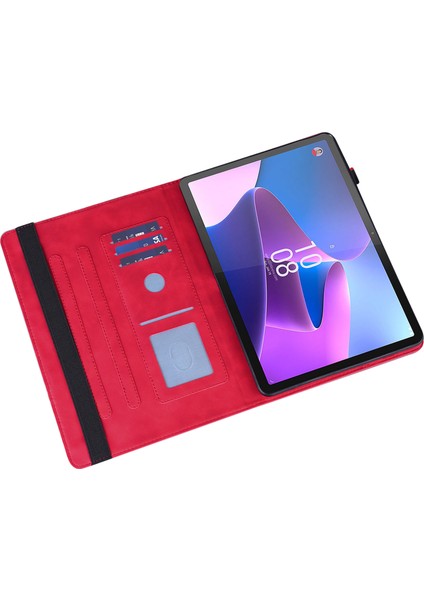 Lenovo Sekmesi M8 Gen 4 Çiçek Baskı Tablet Koruyucu Kabuk Pu Deri Deri Anti Dalgalı Stand Kart Kart Yuvaları (Yurt Dışından)