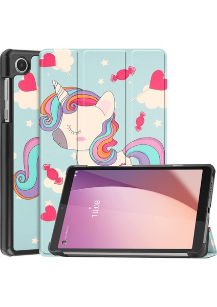 Lenovo Tab M8 Gen 4, Desen Baskı Pu Deri Tablet Kapağı Için Üçlü Stand Tablet Kılıfı (Yurt Dışından)
