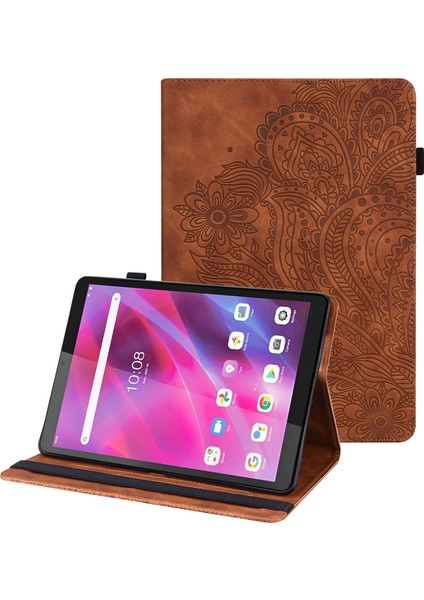 Lenovo Sekmesi M8 Gen 4 Çiçek Baskı Tablet Koruyucu Kabuk Pu Deri Deri Anti Dalgalı Stand Kart Kart Yuvaları (Yurt Dışından)