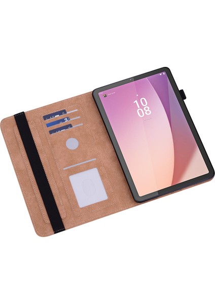 Xfashion Lenovo Tab M9 Için Flip Kitap Stand Kapağı, Pu Deri Hattı Kart Yuvaları ile Baskılı Tablet Kılıfı (Yurt Dışından)