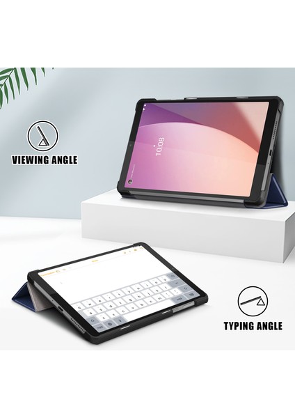 Xfashion Lenovo Tab M8 Gen 4 TB-300FU Üçlü Stand Söküslü Renkli Pu Deri Tablet Kapak (Yurt Dışından)