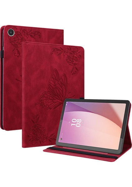 Lenovo Tab M8 Gen 4 Stand Deri Tablet Kılıfı Baskılı Kelebek Çiçek Kart Tutucu Tablet Kapak (Yurt Dışından)