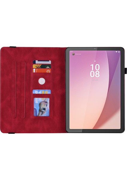 Lenovo Tab M8 Gen 4 Stand Deri Tablet Kılıfı Baskılı Kelebek Çiçek Kart Tutucu Tablet Kapak (Yurt Dışından)