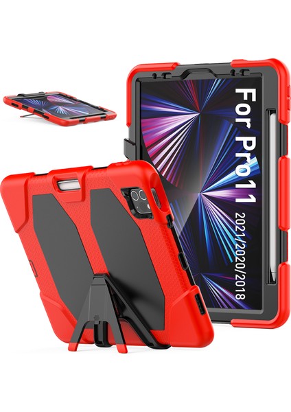 Apple Pad Pro 11 (2022) / (2021) / (2020) / (2018) / (2022) / (2020) Koruyucu Kılıf Anti-Drop Pc + Silikon Kılıf Koruma Kickstand Tablet Kapak (Yurt Dışından)