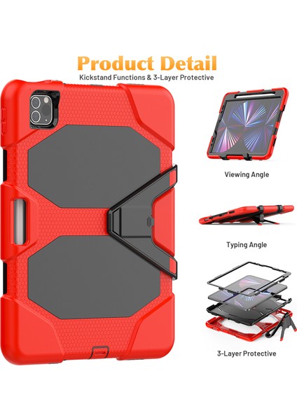 Apple Pad Pro 11 (2022) / (2021) / (2020) / (2018) / (2022) / (2020) Koruyucu Kılıf Anti-Drop Pc + Silikon Kılıf Koruma Kickstand Tablet Kapak (Yurt Dışından)