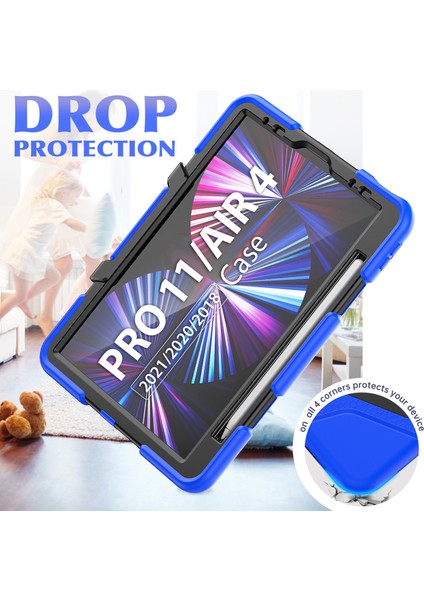 Apple Pad Pro 11 (2022) / (2021) / (2020) / (2018) / (2022) / (2020) Koruyucu Kılıf Anti-Drop Pc + Silikon Kılıf Koruma Kickstand Tablet Kapak (Yurt Dışından) fırsatları