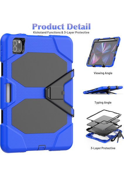 Apple Pad Pro 11 (2022) / (2021) / (2020) / (2018) / (2022) / (2020) Koruyucu Kılıf Anti-Drop Pc + Silikon Kılıf Koruma Kickstand Tablet Kapak (Yurt Dışından) indirimleri
