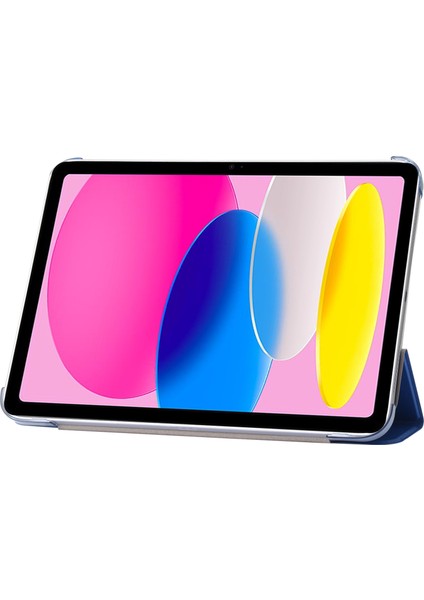 Xfashion Apple Pad 10.9 (2022) Ipek Doku Koruyucu Kılıf Pu Deri+Pc Üçlü Stand Damla Geçirmez Kapak (Yurt Dışından)