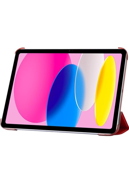 Xfashion Apple Pad 10.9 (2022) Ipek Doku Koruyucu Kılıf Pu Deri+Pc Üçlü Stand Damla Geçirmez Kapak (Yurt Dışından)