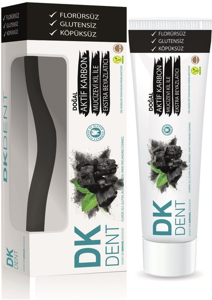 Dkdent Aktif Karbon & Kil Diş Macunu 75 ml (Diş Fırçası Hediyeli)