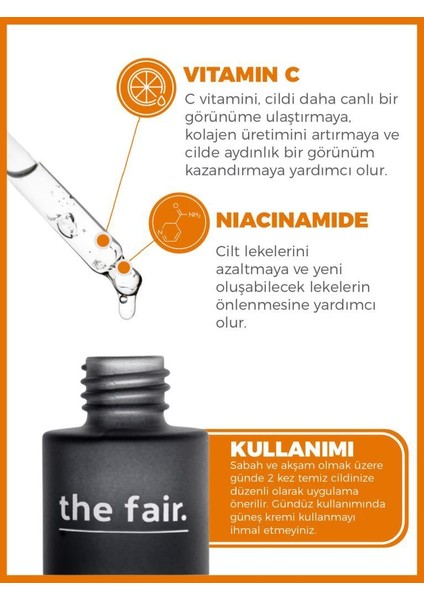 the fair. C Vitamini Ton Eşitliği Parlaklık Cilt Serumu ve Decubal Dudak ve Kuru Bölge Balmı