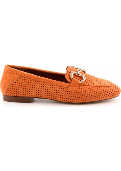 Turuncu Süet Kadın Loafer Ayakkabı K01258510302