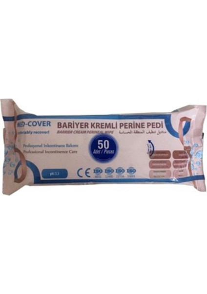 Medcover Med-Cover Bariyer Kremli Perine Bölgesi Temizleme Pedi Mendili 50'li