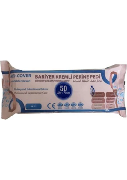 Med - Cover Medcover Med-Cover Bariyer Kremli Perine Bölgesi Temizleme Pedi Mendili 50'li