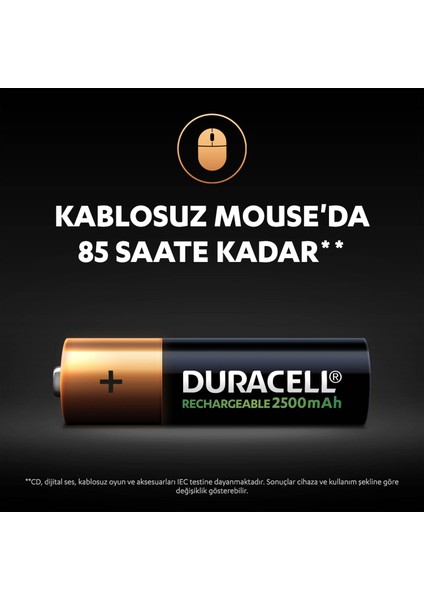 Şarj Edilebilir AA Kalem Pil 2500 Mah 4'Lü Paket