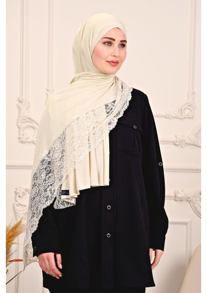 Penye Şal Dantelli-Krem fiyatları