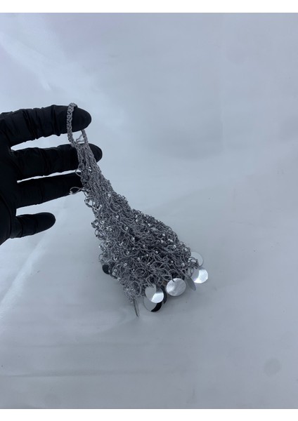 Kına ve Düğünler Için 5 Adet Boncuklu Halay Mendili El Işi Gri fiyatları