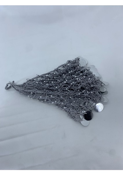 Kına ve Düğünler Için 5 Adet Boncuklu Halay Mendili El Işi Gri modelleri