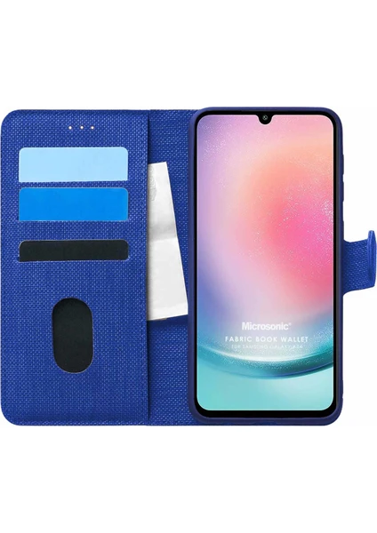 Samsung Galaxy A24 Kılıf Fabric Book Wallet Lacivert