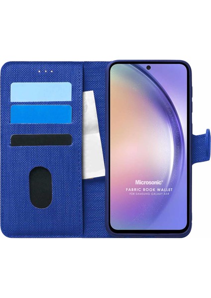 Samsung Galaxy A54 Kılıf Fabric Book Wallet Lacivert