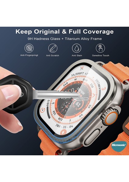 Apple Watch Ultra Tam Kaplayan Cam Ekran Koruyucu V2 Turuncu