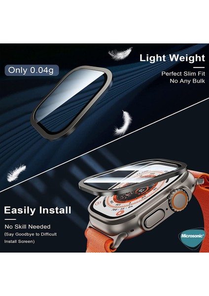 Apple Watch Ultra Tam Kaplayan Cam Ekran Koruyucu V2 Turuncu