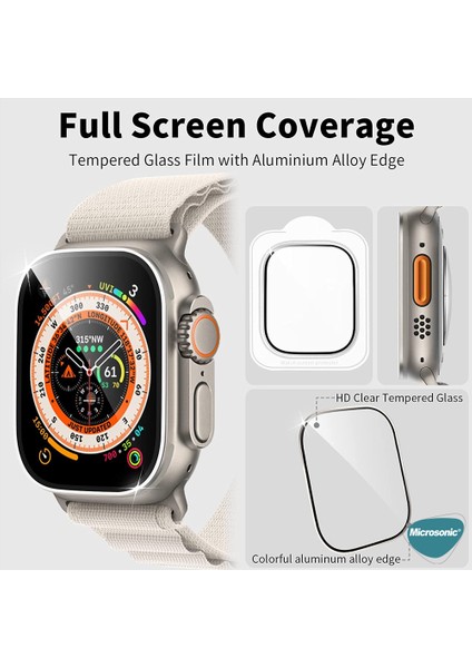 Apple Watch Ultra Tam Kaplayan Cam Ekran Koruyucu V2 Turuncu