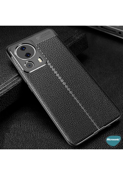 Xiaomi Mi 13 Lite Kılıf Deri Dokulu Silikon Siyah