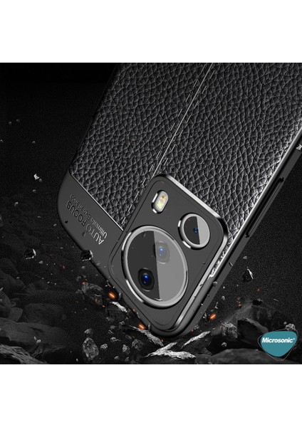 Xiaomi Mi 13 Lite Kılıf Deri Dokulu Silikon Siyah