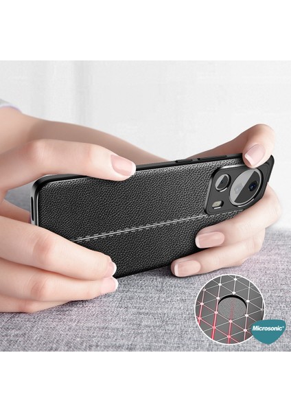 Xiaomi Mi 13 Lite Kılıf Deri Dokulu Silikon Siyah