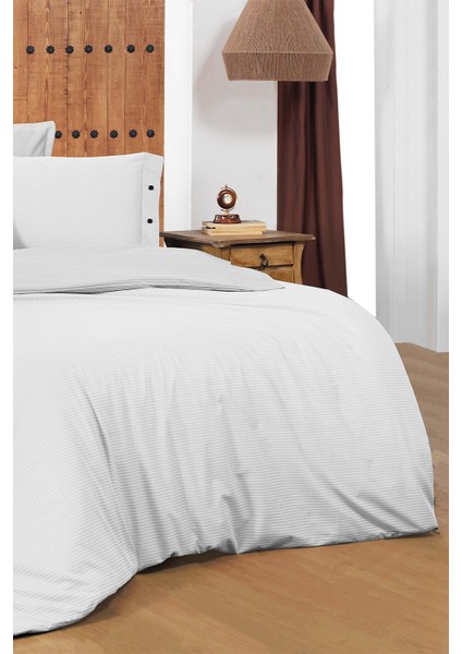 New Fancy Stripe Beyaz King Size (Battal Boy) %100 Pamuk Çizgili Nevresim Takımı fiyatları