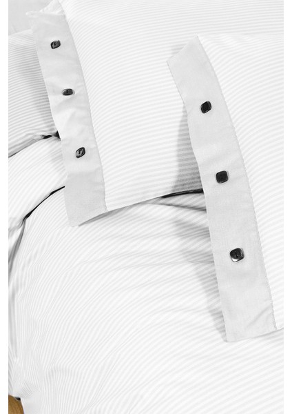 New Fancy Stripe Beyaz King Size (Battal Boy) %100 Pamuk Çizgili Nevresim Takımı indirimleri