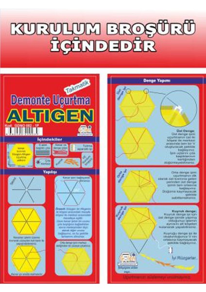 / Naylon Altıgen Uçurtma Yapım Seti - Plastik Çıtalı modelleri