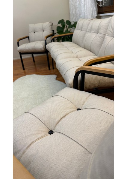Modern Levent Balkon, Bahçe, Cafe - Metal Kanepe Koltuk Takımı - 3+1+1