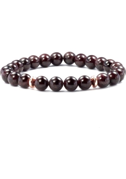 Sertifikalı Lal Garnet - Hematit Doğal Taş Bileklik 8 mm