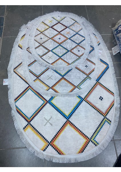 3'lü Set Banyo Halısı Kaymaz Taban Klozet Takımı (120X86 86X66 66X57)