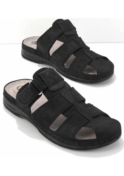 Siyah Nubuk Leather Erkek Terlik E04312413301