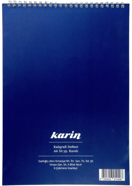 Kaligrafi Defteri Kareli A4 110 gr 50 Yaprak.