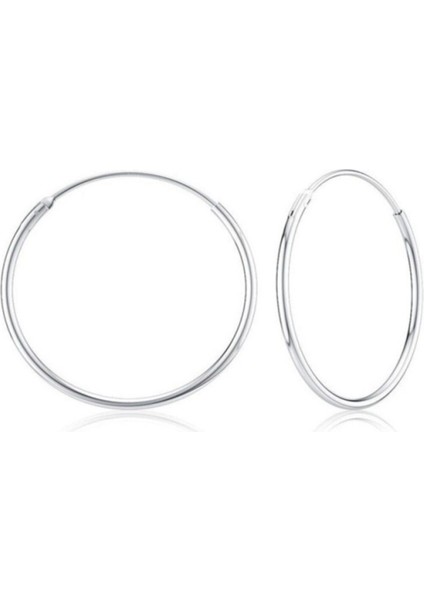 Kadın Gümüş Halka Küpe 20MM Sade Halka Küpe