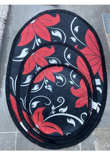 3'lü Set Banyo Halısı Kaymaz Taban Klozet Takımı (120X86 86X66 66X57)