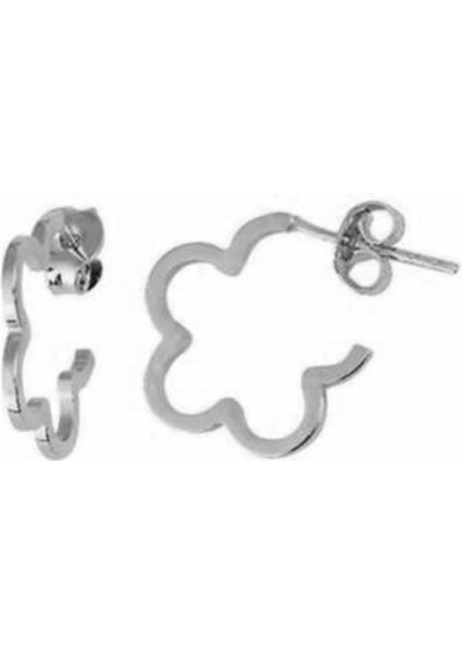 Çiçek Motifli Gümüş Küpe Sade Küpe Halka Küpe